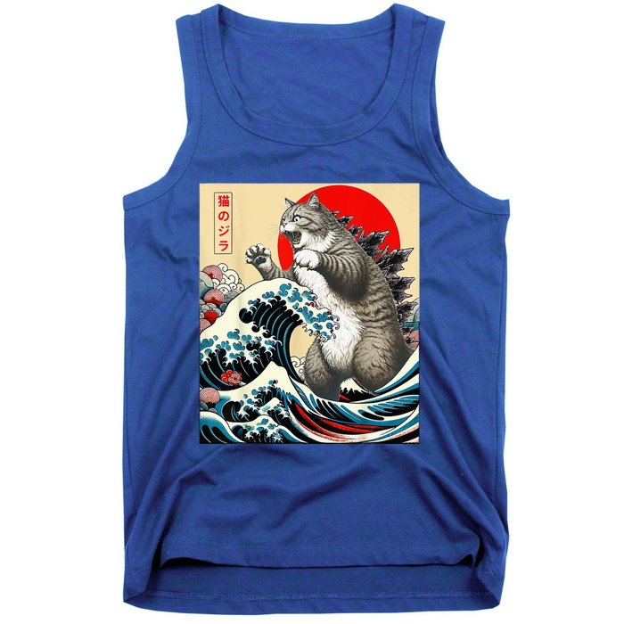 Catzilla Cat Japanese Art Cat Owner Cat Lover Gifts Tank Top