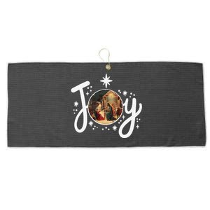 Christian Christmas Joy Jesus Nativity Scene Faith Family Large Microfiber Waffle Golf Towel