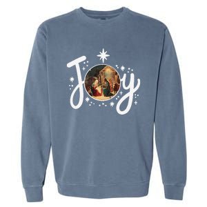 Christian Christmas Joy Jesus Nativity Scene Faith Family Garment-Dyed Sweatshirt