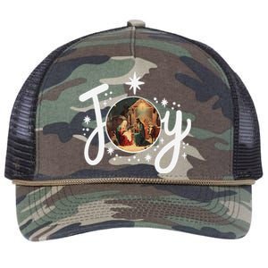 Christian Christmas Joy Jesus Nativity Scene Faith Family Retro Rope Trucker Hat Cap