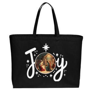 Christian Christmas Joy Jesus Nativity Scene Faith Family Cotton Canvas Jumbo Tote