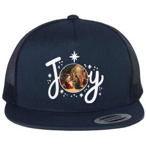 Christian Christmas Joy Jesus Nativity Scene Faith Family Flat Bill Trucker Hat