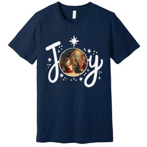 Christian Christmas Joy Jesus Nativity Scene Faith Family Premium T-Shirt