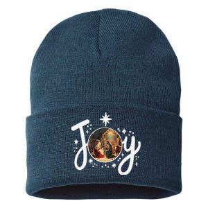 Christian Christmas Joy Jesus Nativity Scene Faith Family Sustainable Knit Beanie