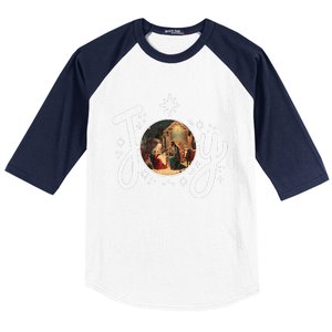 Christian Christmas Joy Jesus Nativity Scene Faith Family Baseball Sleeve Shirt