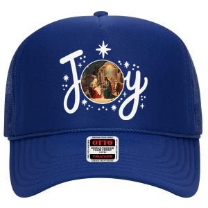 Christian Christmas Joy Jesus Nativity Scene Faith Family High Crown Mesh Back Trucker Hat