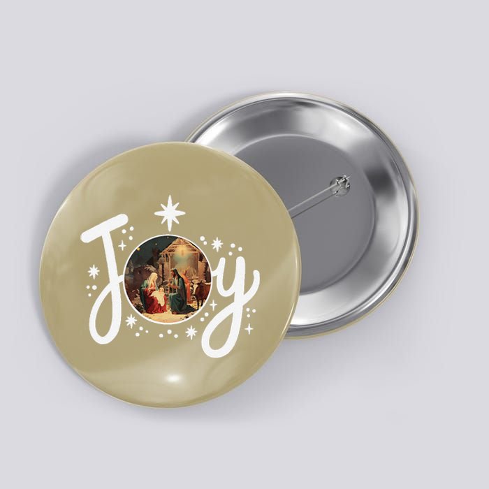 Christian Christmas Joy Jesus Nativity Scene Faith Family Button