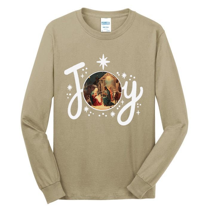 Christian Christmas Joy Jesus Nativity Scene Faith Family Tall Long Sleeve T-Shirt