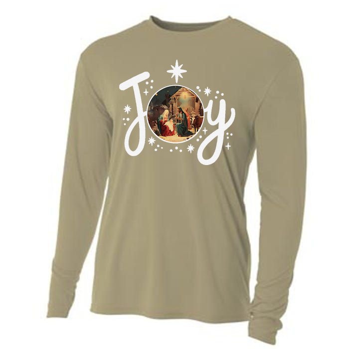 Christian Christmas Joy Jesus Nativity Scene Faith Family Cooling Performance Long Sleeve Crew