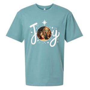 Christian Christmas Joy Jesus Nativity Scene Faith Family Sueded Cloud Jersey T-Shirt