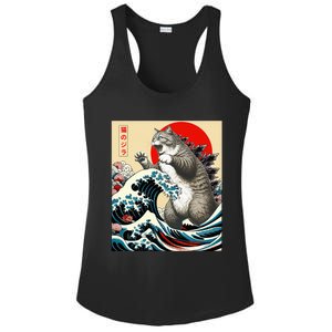 Catzilla Cat Japanese Art Funny Cat Gifts Ladies PosiCharge Competitor Racerback Tank