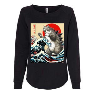 Catzilla Cat Japanese Art Funny Cat Gifts Womens California Wash Sweatshirt