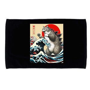 Catzilla Cat Japanese Art Funny Cat Gifts Microfiber Hand Towel