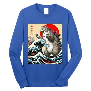 Catzilla Cat Japanese Art Funny Cat Gifts Long Sleeve Shirt