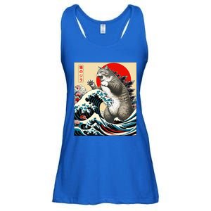 Catzilla Cat Japanese Art Funny Cat Gifts Ladies Essential Flowy Tank