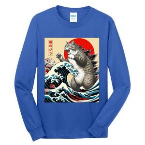 Catzilla Cat Japanese Art Funny Cat Gifts Tall Long Sleeve T-Shirt