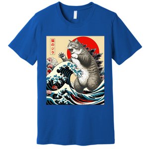 Catzilla Cat Japanese Art Funny Cat Gifts Premium T-Shirt