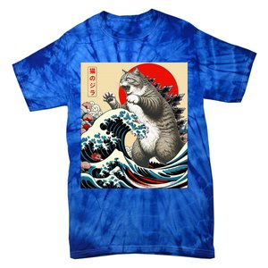 Catzilla Cat Japanese Art Funny Cat Gifts Tie-Dye T-Shirt