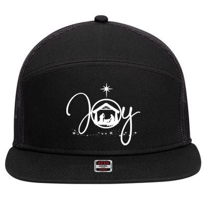 Christian Christmas Joy Jesus Nativity Scene Faith 7 Panel Mesh Trucker Snapback Hat
