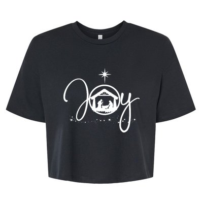 Christian Christmas Joy Jesus Nativity Scene Faith Bella+Canvas Jersey Crop Tee