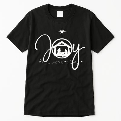 Christian Christmas Joy Jesus Nativity Scene Faith Tall T-Shirt