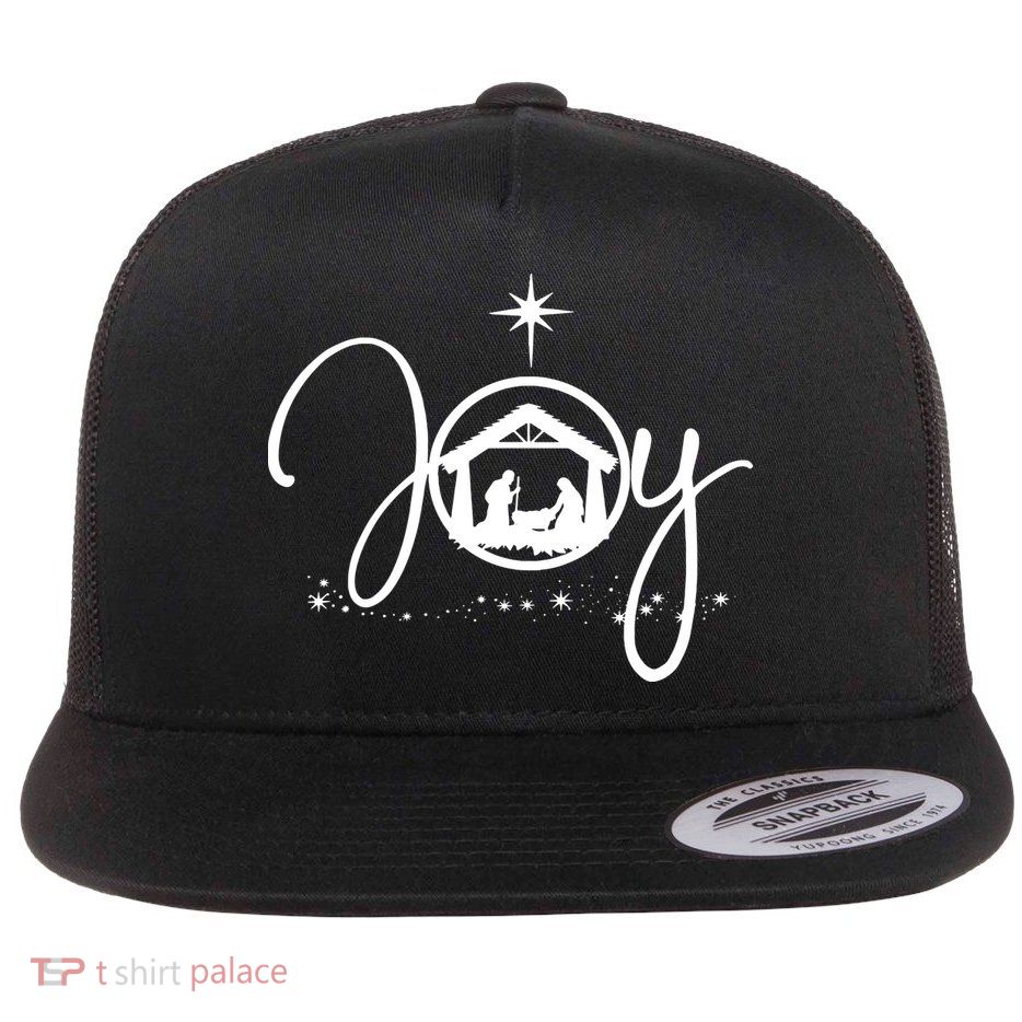 Christian Christmas Joy Jesus Nativity Scene Faith Flatbill Hat
