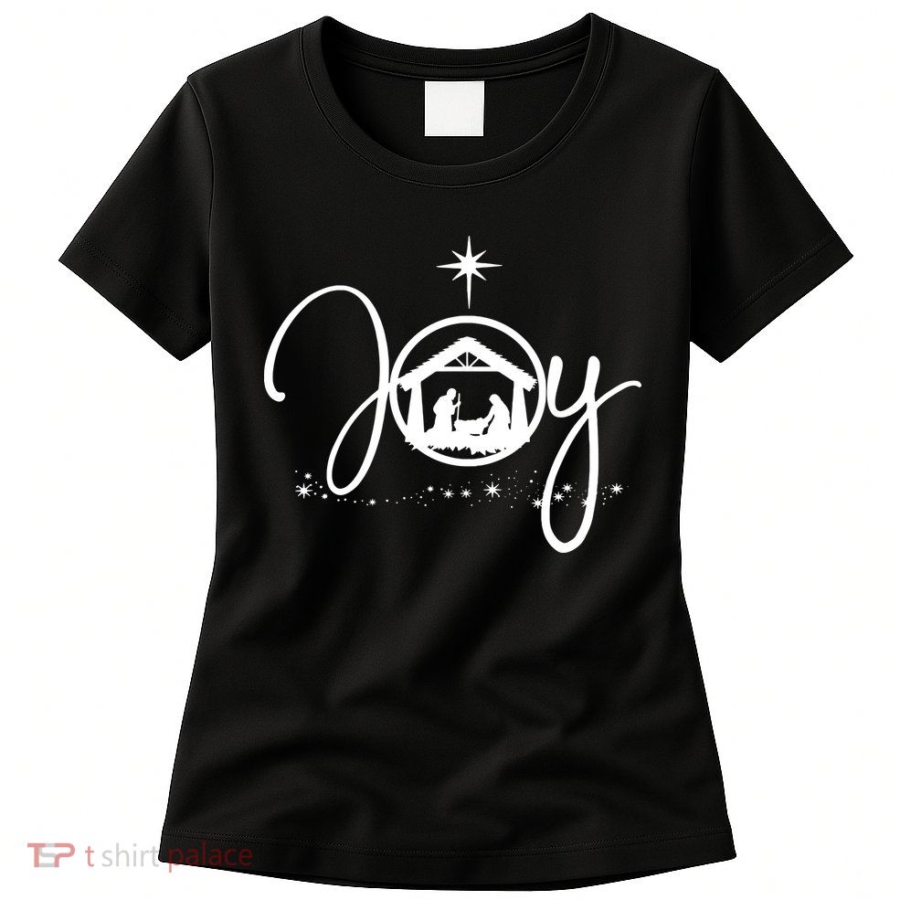 Christian Christmas Joy Jesus Nativity Scene Faith Womens T-Shirt