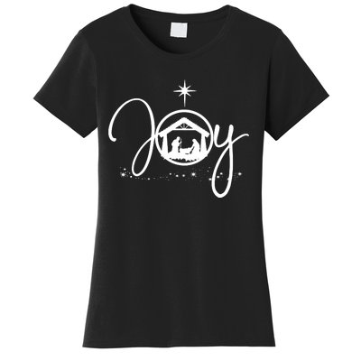 Christian Christmas Joy Jesus Nativity Scene Faith Women's T-Shirt