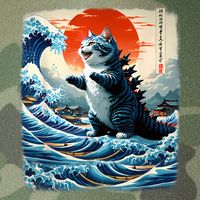 Catzilla Cat Japanese Art Funny Cat Adventure Legacy Tie Dye Trucker Hat