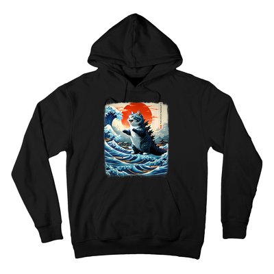 Catzilla Cat Japanese Art Funny Cat Adventure Hoodie