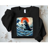 Catzilla Cat Japanese Art Funny Cat Adventure Sweatshirt