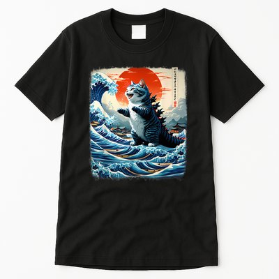 Catzilla Cat Japanese Art Funny Cat Adventure Tall T-Shirt