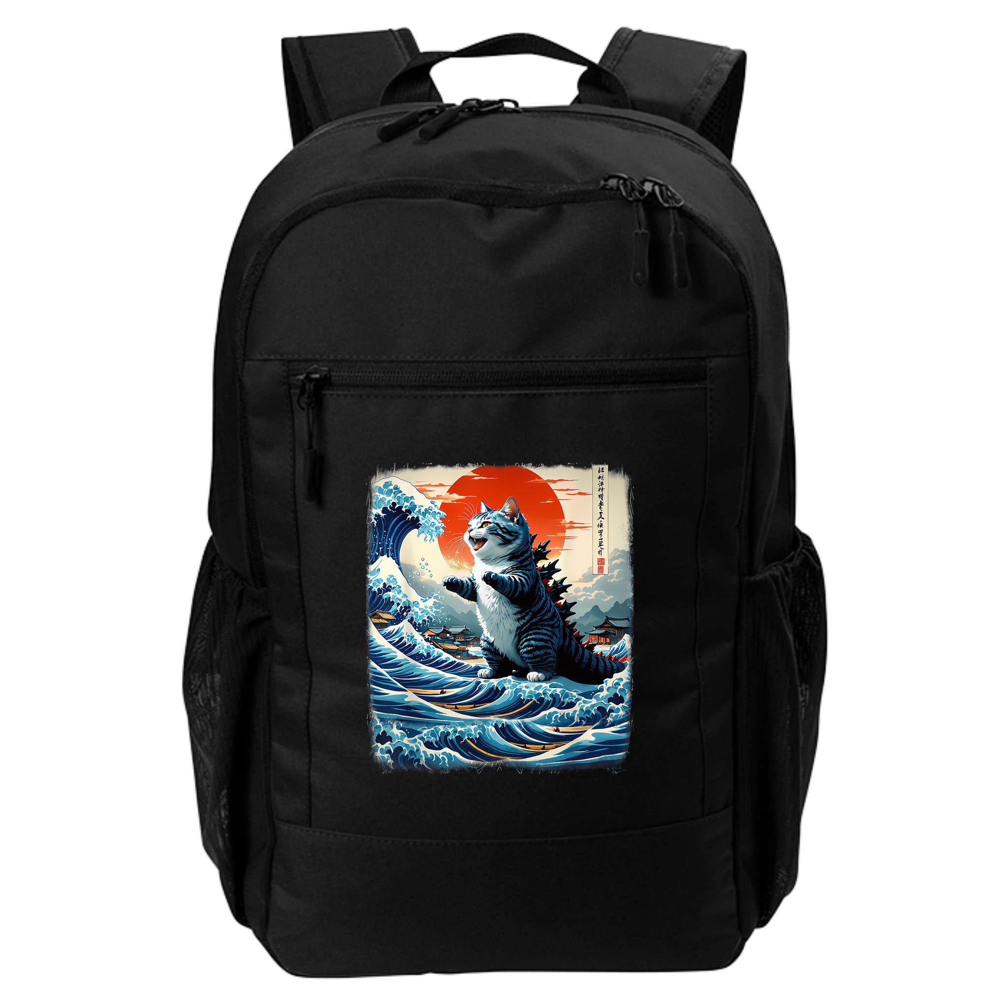 Catzilla Cat Japanese Art Funny Cat Adventure Backpack