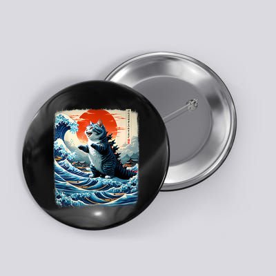 Catzilla Cat Japanese Art Funny Cat Adventure Button