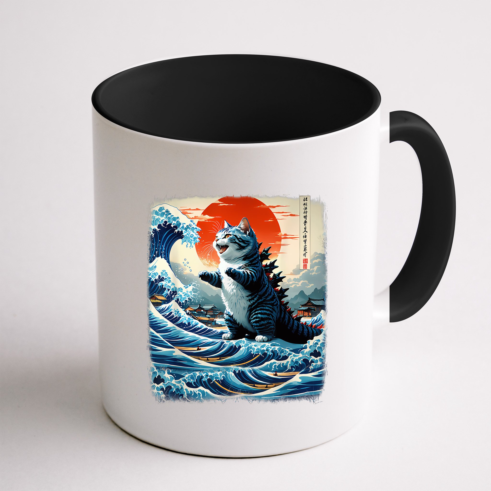 Catzilla Cat Japanese Art Funny Cat Adventure Mug