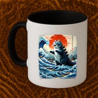 Catzilla Cat Japanese Art Funny Cat Adventure Mug