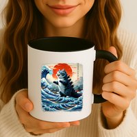 Catzilla Cat Japanese Art Funny Cat Adventure Mug