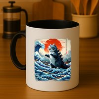 Catzilla Cat Japanese Art Funny Cat Adventure Mug
