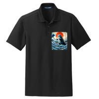 Catzilla Cat Japanese Art Funny Cat Adventure Dry Zone Grid Polo