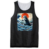 Catzilla Cat Japanese Art Funny Cat Adventure Mesh Reversible Basketball Jersey Tank