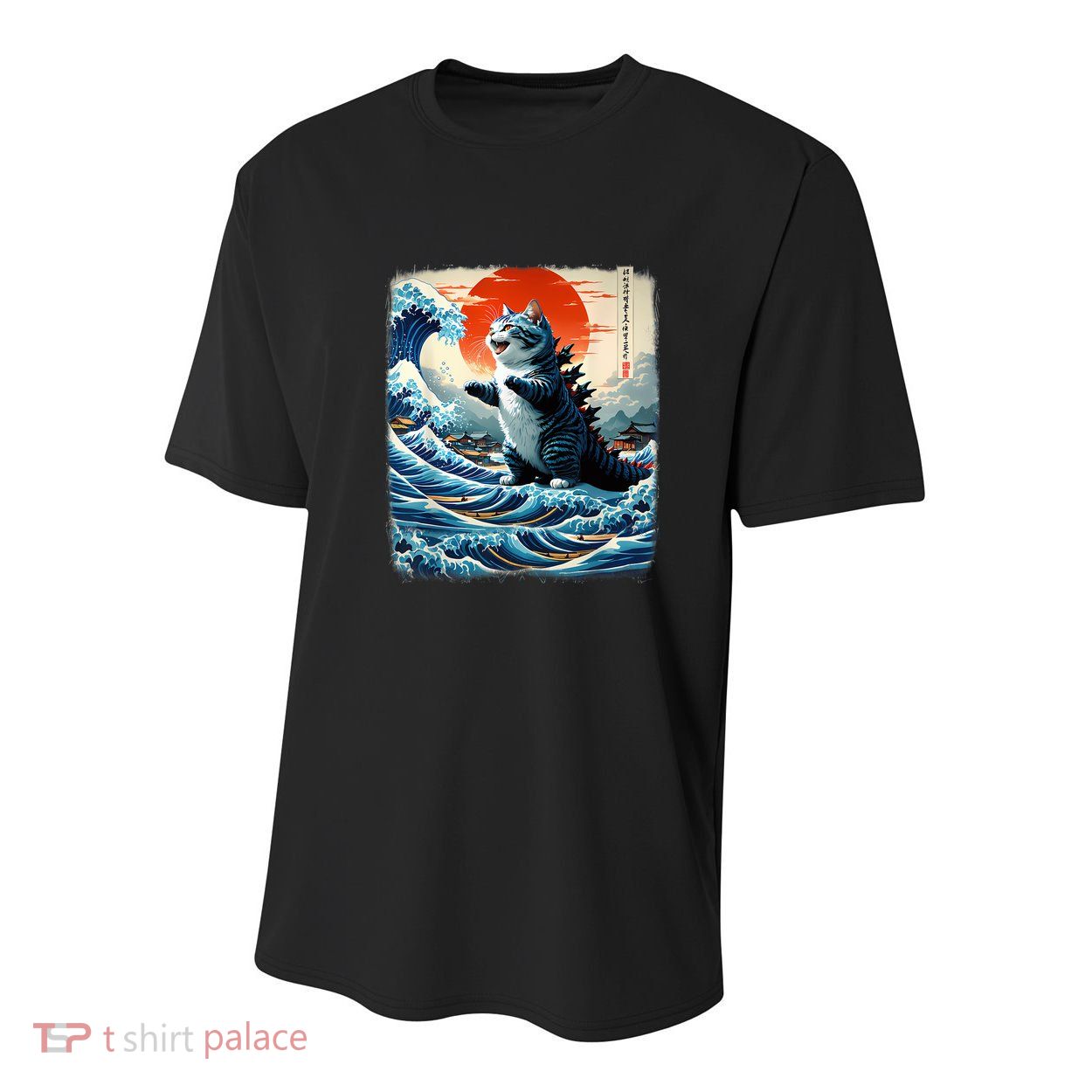 Catzilla Cat Japanese Art Funny Cat Adventure Youth Performance Sprint T-Shirt