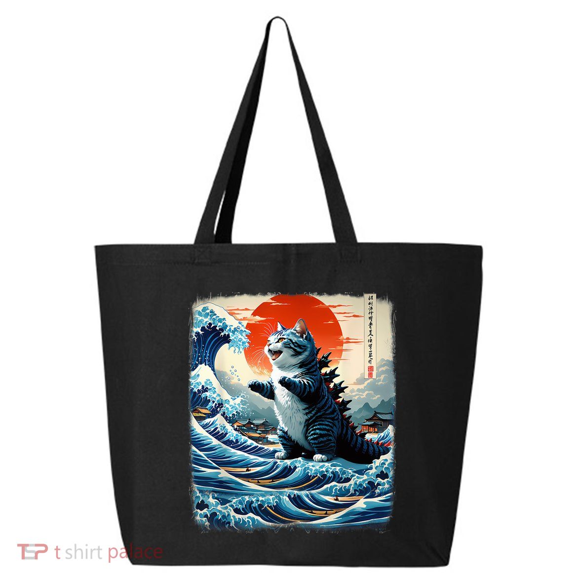 Catzilla Cat Japanese Art Funny Cat Adventure 25L Jumbo Tote
