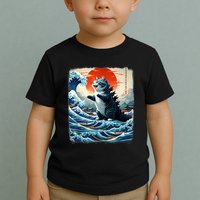 Catzilla Cat Japanese Art Funny Cat Adventure Toddler T-Shirt