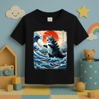 Catzilla Cat Japanese Art Funny Cat Adventure Toddler T-Shirt
