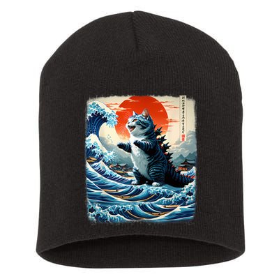 Catzilla Cat Japanese Art Funny Cat Adventure Short Acrylic Beanie