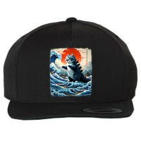 Catzilla Cat Japanese Art Funny Cat Adventure Wool Snapback Cap