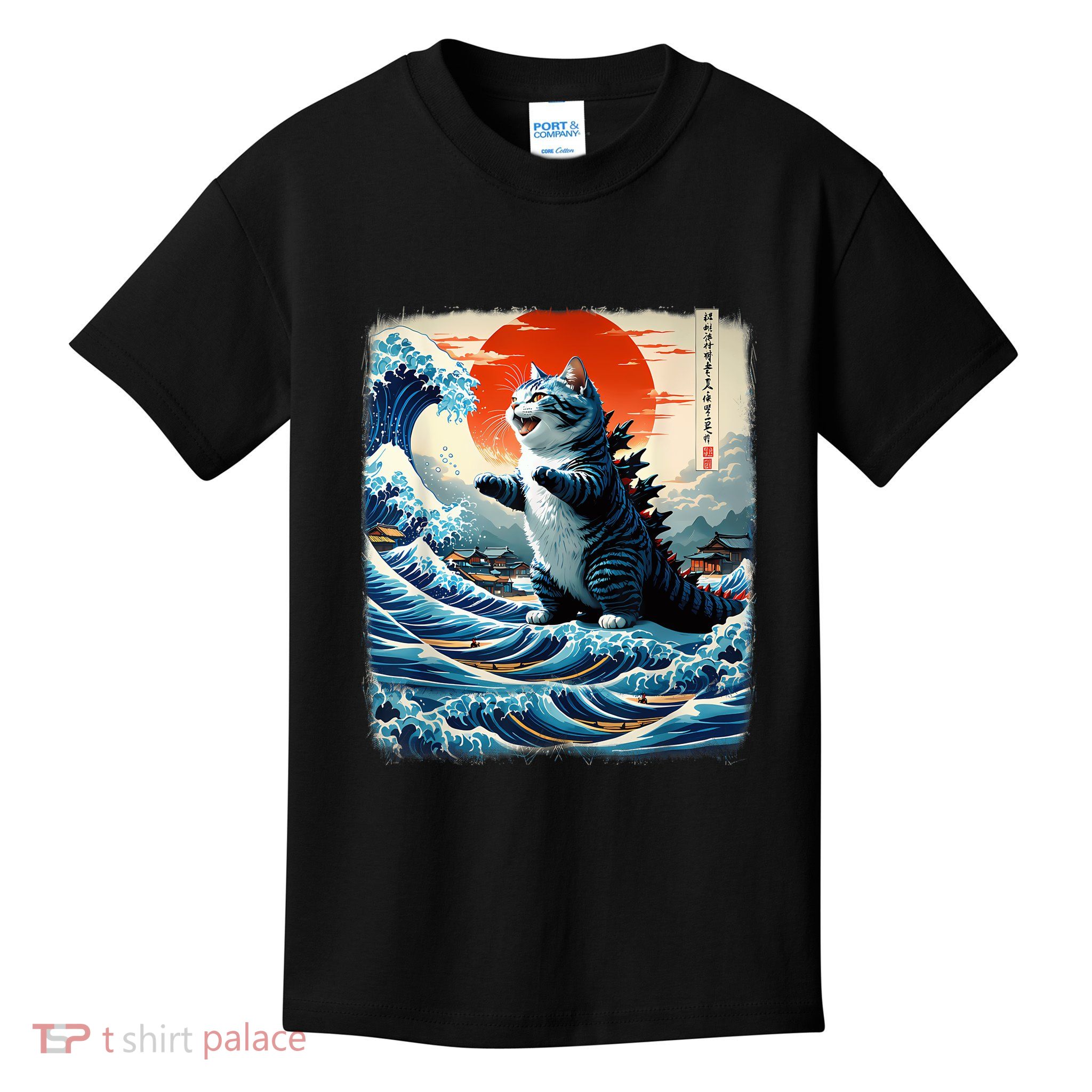 Catzilla Cat Japanese Art Funny Cat Adventure Kids T-Shirt