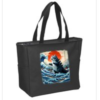 Catzilla Cat Japanese Art Funny Cat Adventure Zip Tote Bag