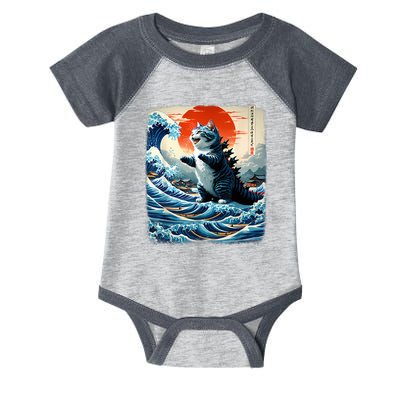 Catzilla Cat Japanese Art Funny Cat Adventure Infant Baby Jersey Bodysuit