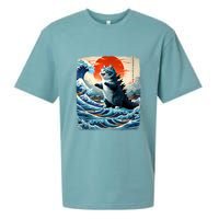 Catzilla Cat Japanese Art Funny Cat Adventure Sueded Cloud Jersey T-Shirt